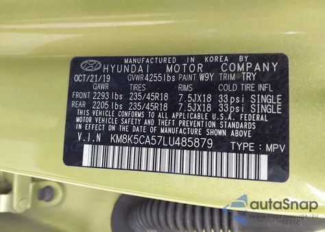 2020 Hyundai Kona Ultimate from USA, damaged, VIN KM8K5CA57LU485879